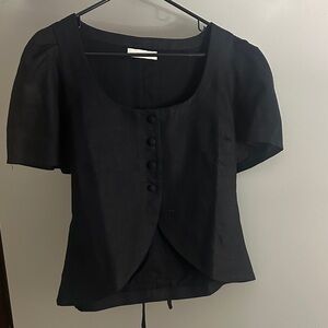 Anthropologie Black Button-Front Blouse